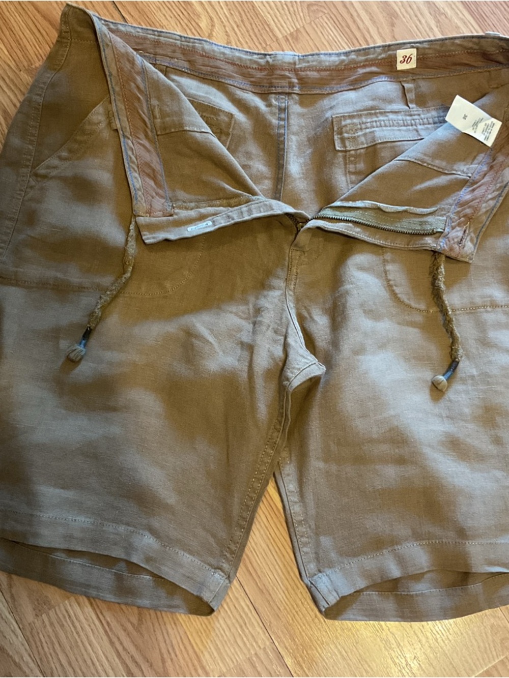 Men's “LUCKY BRAND” SHORTS 36x10 (100%  Linen )Brown